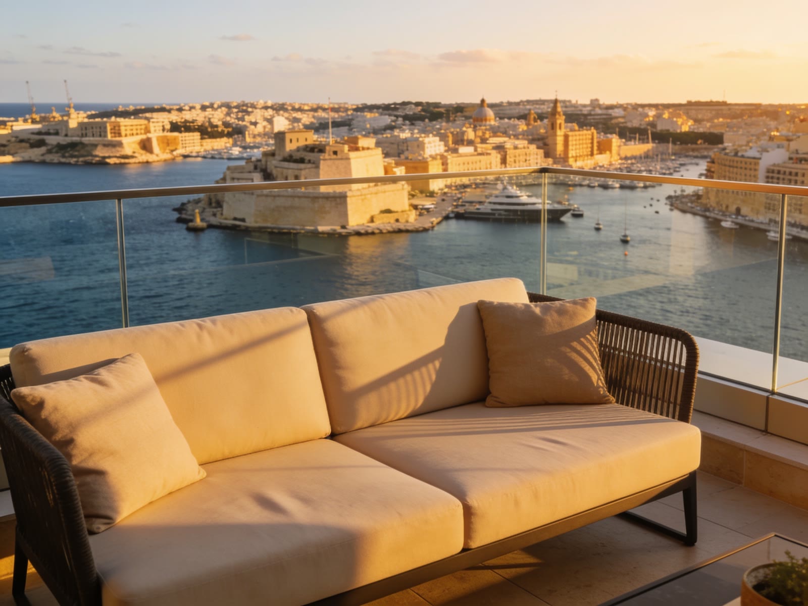 Penthouse terrace with harbour views in Sliema